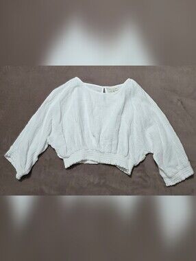 SeaVees White Cropped Gauze Pullover Top